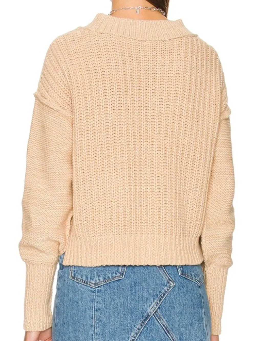 Free People Cropped Women's Pullover Sweater Bell Song Sandcastle Small